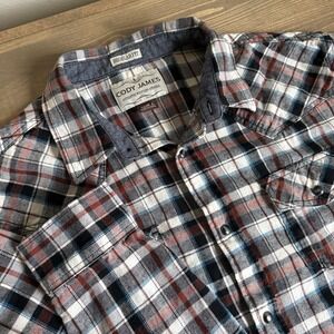 Cody James Men's Large Regular Fit Plaid Long Sleeve Flanmel Snap Up Shirt